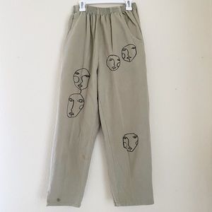 Vintage High Waisted Trousers with Art